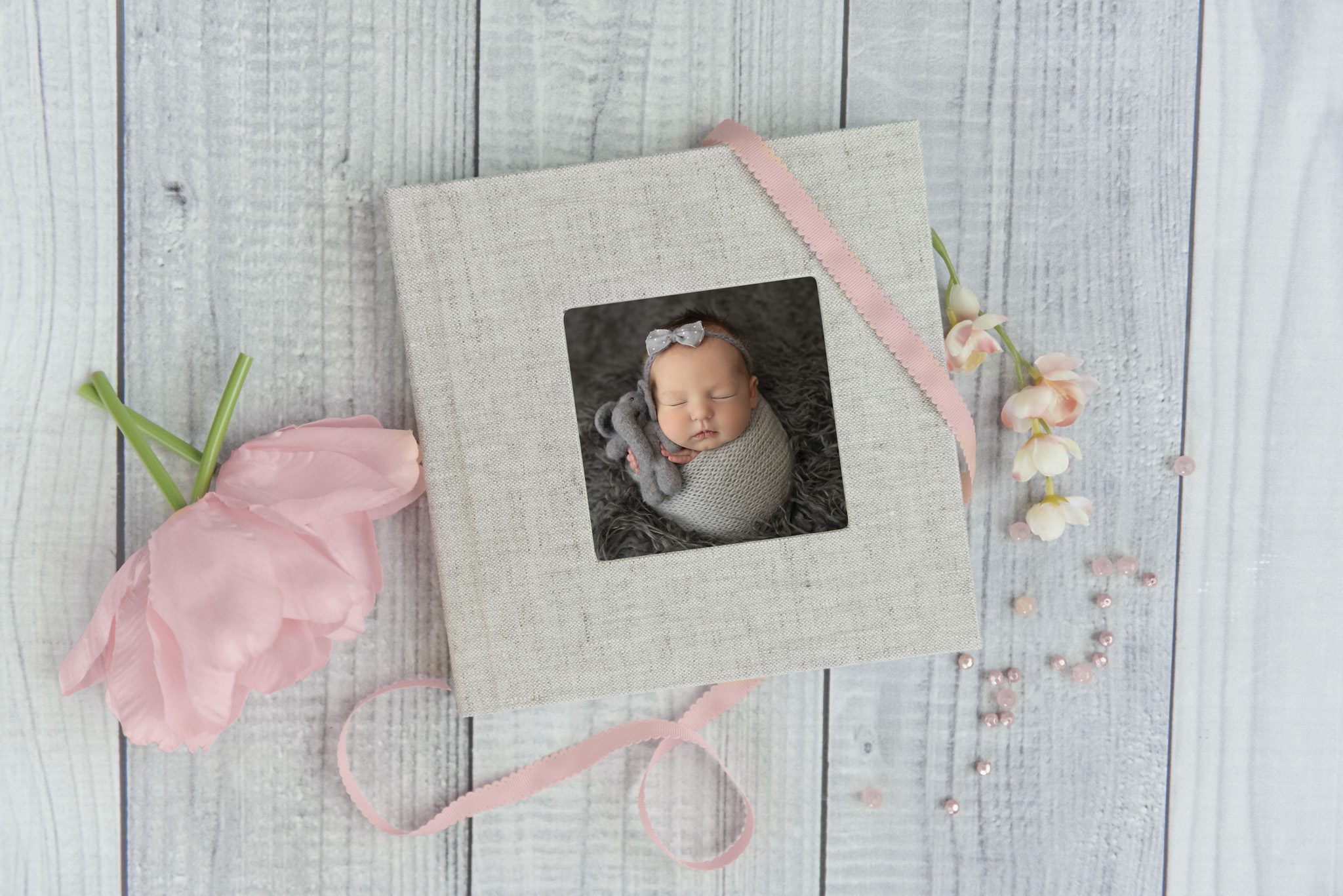 Leslie Christine Photography Newborn Fine Art Linen Cameo Album